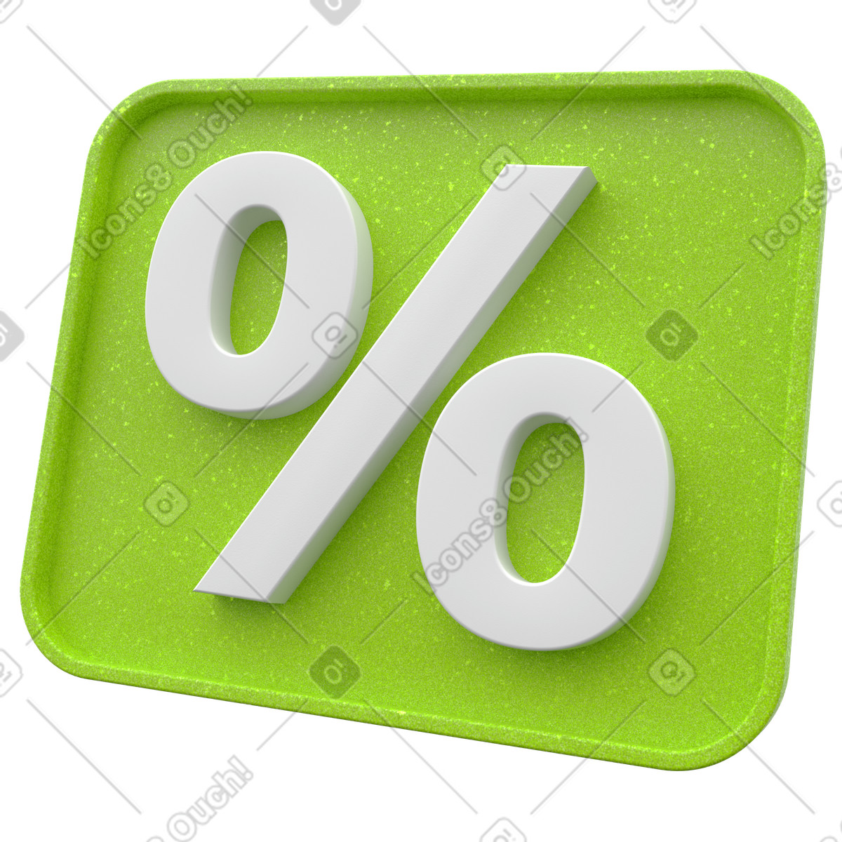 Percent sign in green rectangle illustration 3D Enterprise style download PNG, SVG