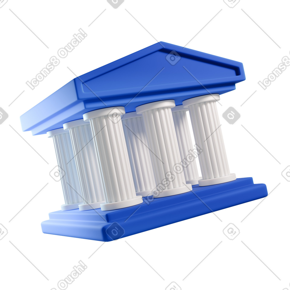 Bank building icon illustration in 3D Blueprint style download in PNG, SVG