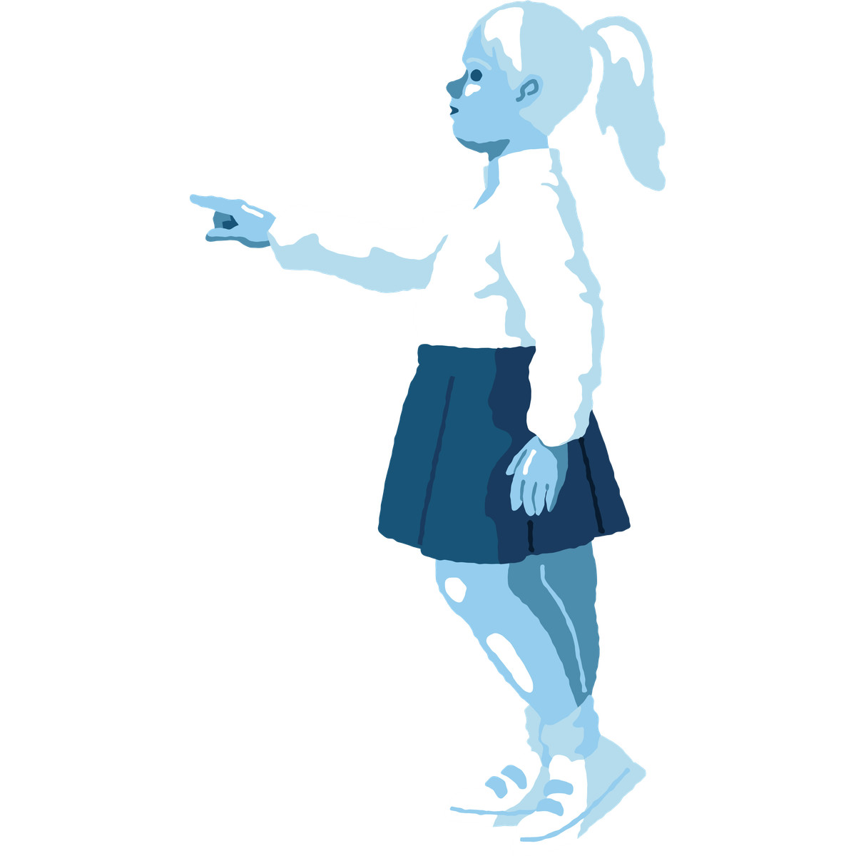 Illustration Chubby girl pointing side view dans le style Cherry à télécharger aux formats PNG, SVG