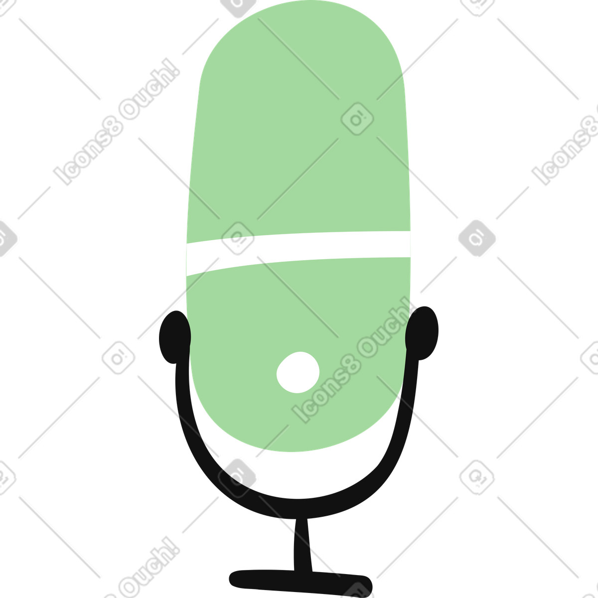 Microphone green retro desktop mic with curved stand and ears-Illustration im Organic-Stil als Download in PNG, SVG