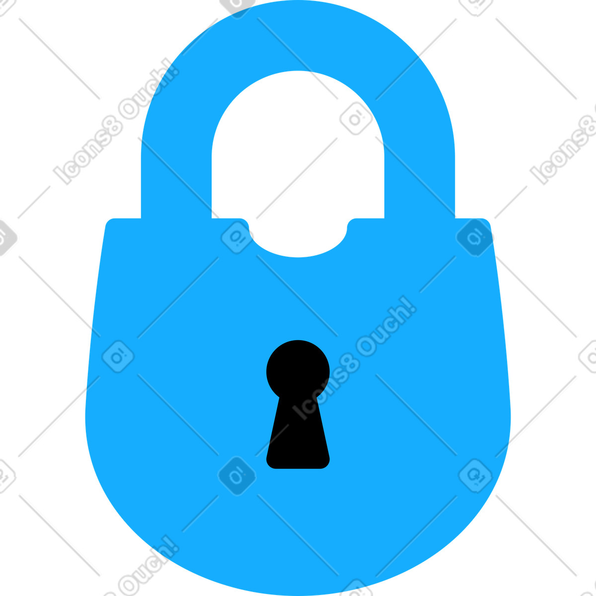 Closed blue lock illustration in Transistor style download in PNG, SVG