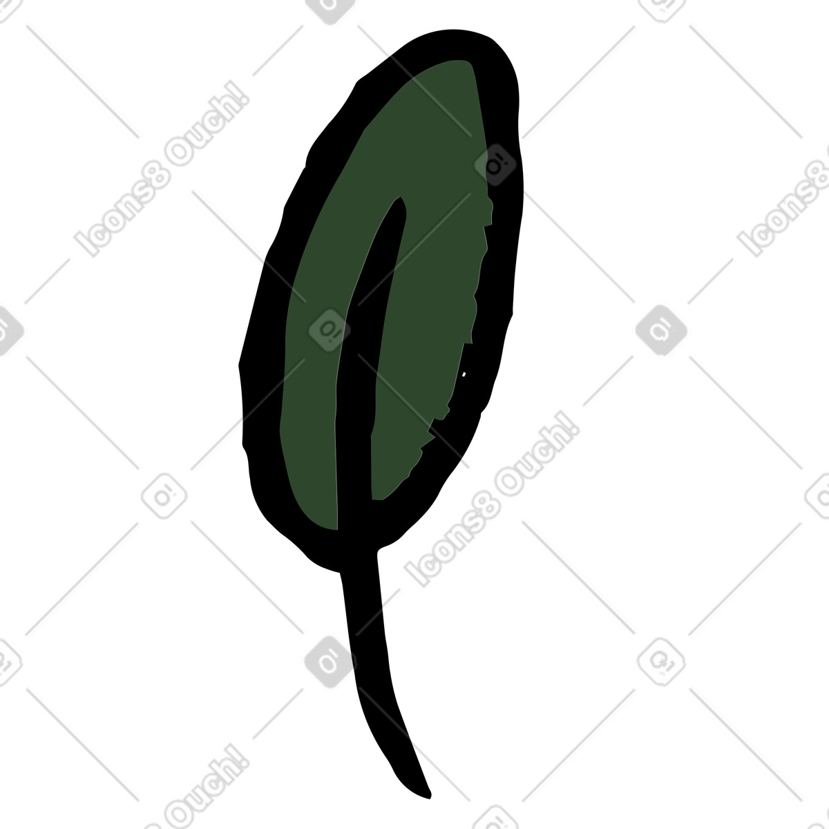 Dark green leaf illustration in Scandi style download in PNG, SVG