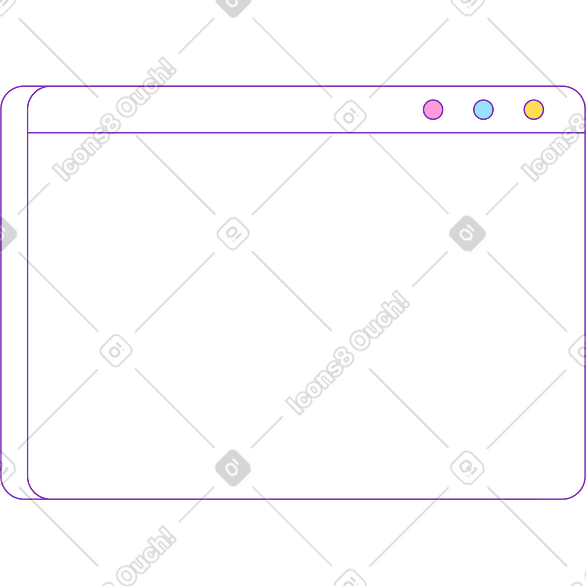 Empty browser window illustration clipart for use in PNG, SVG, GIF