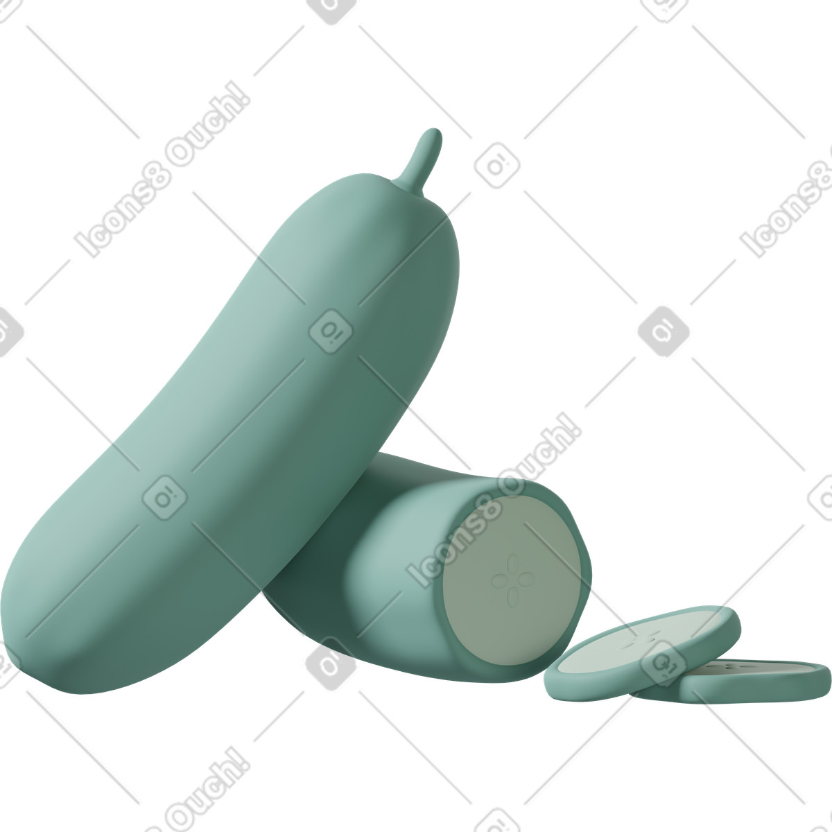 Ilustração de Green cucumber em no estilo 3D Casual life para baixar em PNG, SVG
