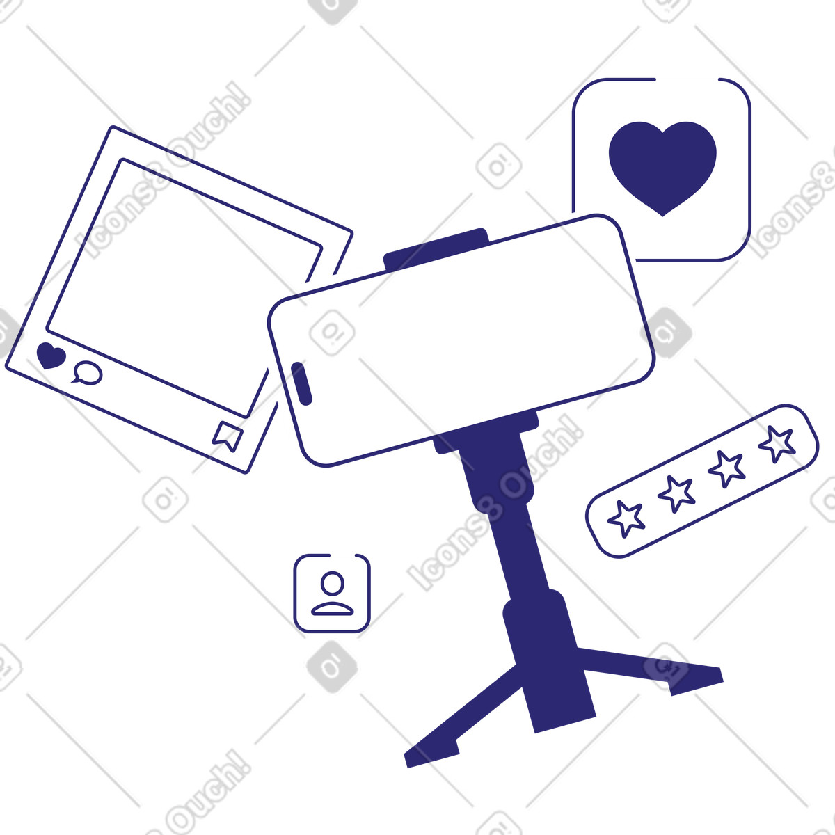 Ilustración Creación de contenidos digitales con smartphone en estilo Cut a descargar en PNG y SVG