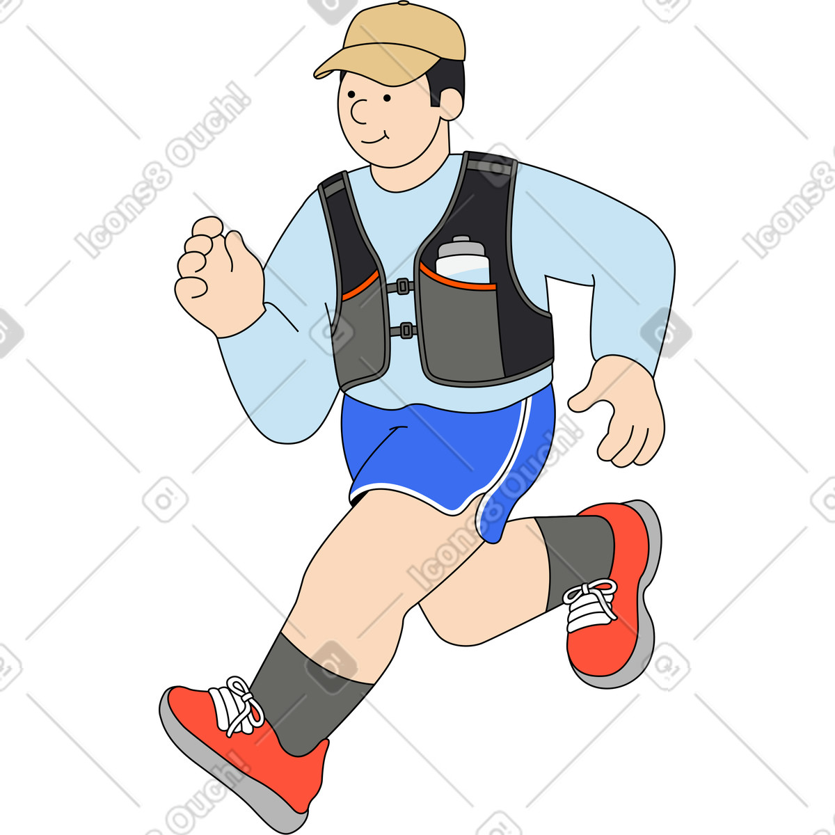 Ilustración Joven corriendo en estilo Kindy a descargar en PNG y SVG
