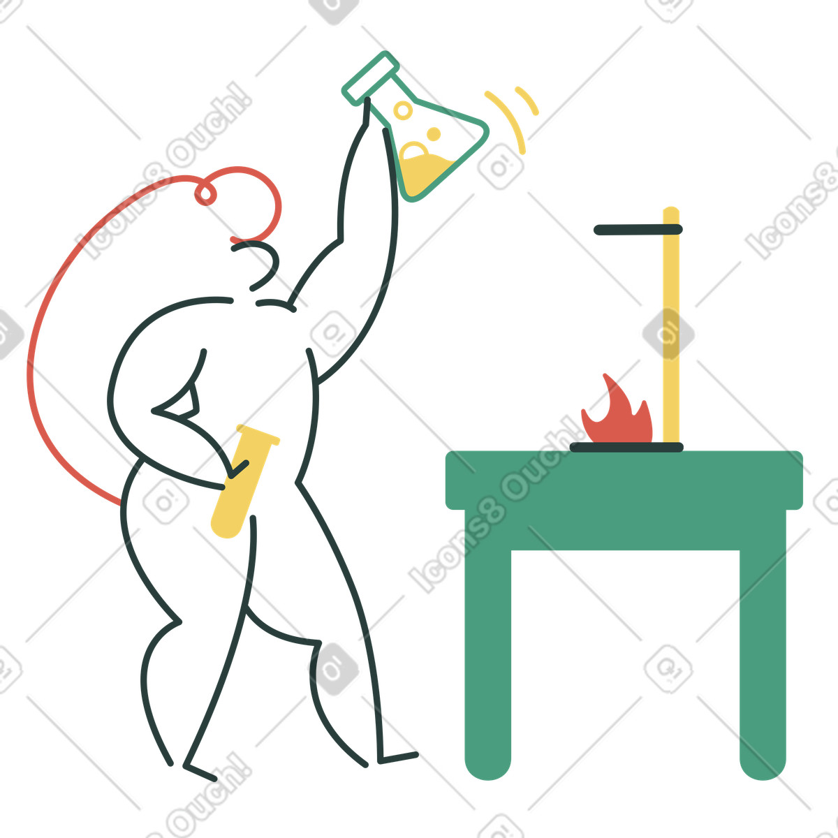 Woman doing chemistry experiments in lab illustration Macaroni style download PNG, SVG