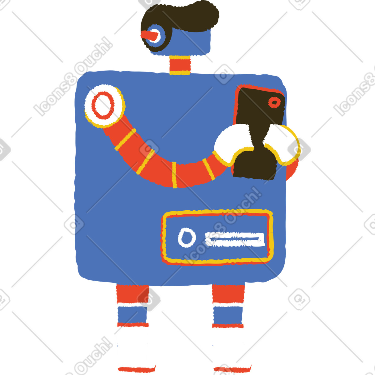 Illustration Robot avec téléphone dans le style Bermuda à télécharger aux formats PNG, SVG