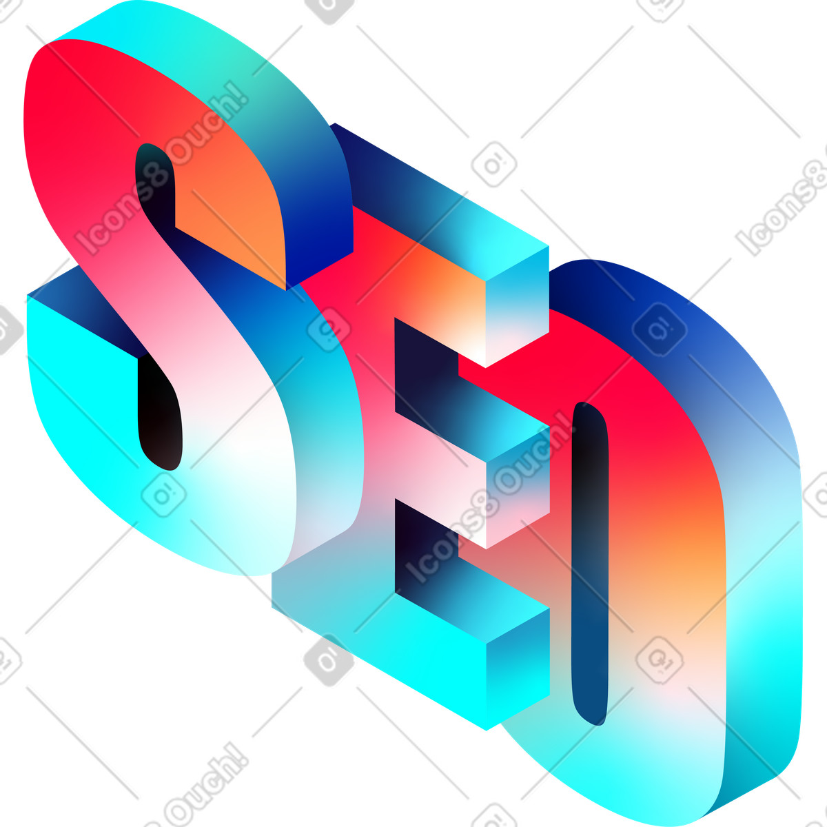 Иллюстрация Изометрическое seo в стиле Glare — скачать в форматах PNG, SVG