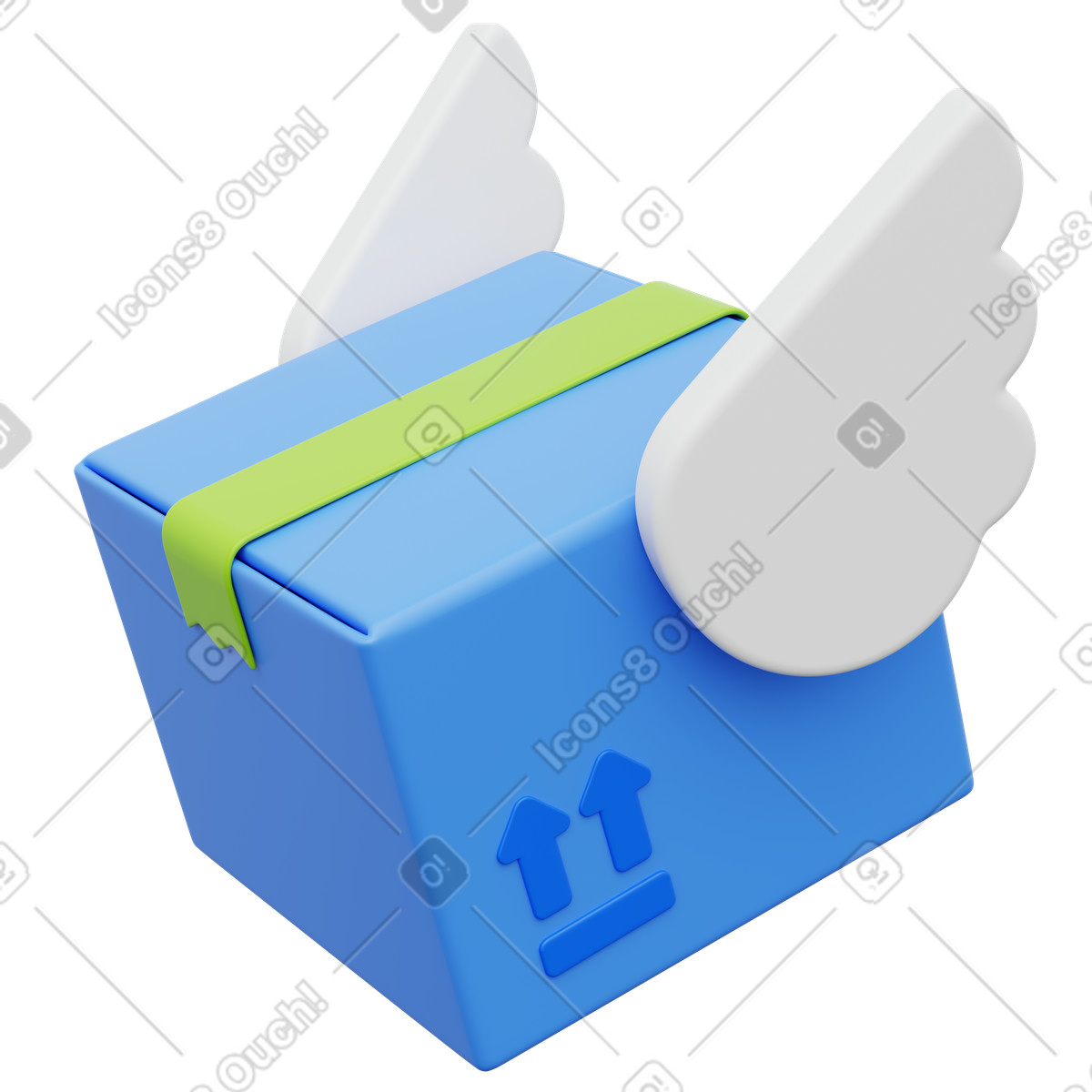 3D Playful 스타일의 Package with wings symbolizing fast shipping and express delivery service 일러스트레이션 PNG, SVG 다운로드