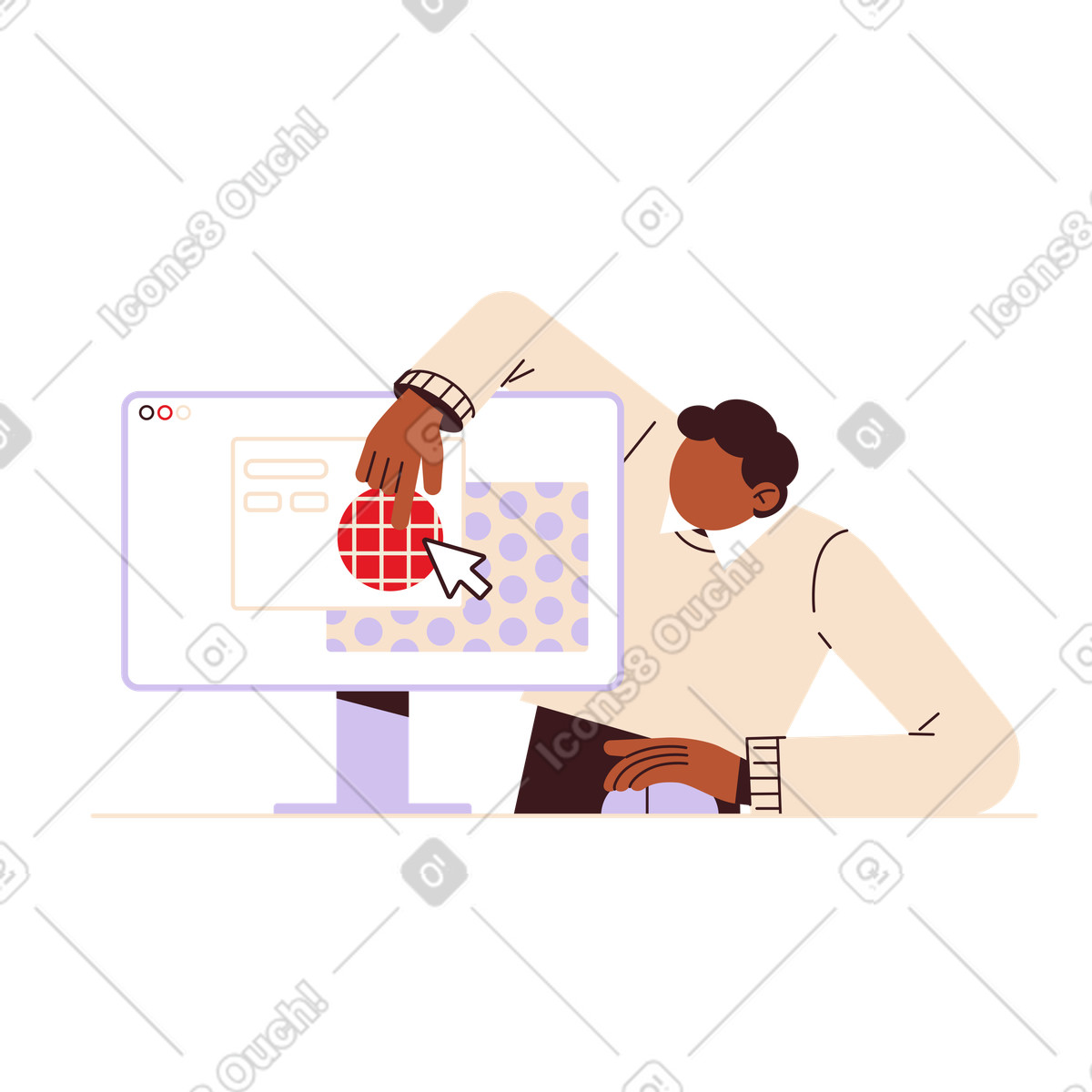 Ilustración El entrenador de negocios explica material. en estilo Folks a descargar en PNG y SVG