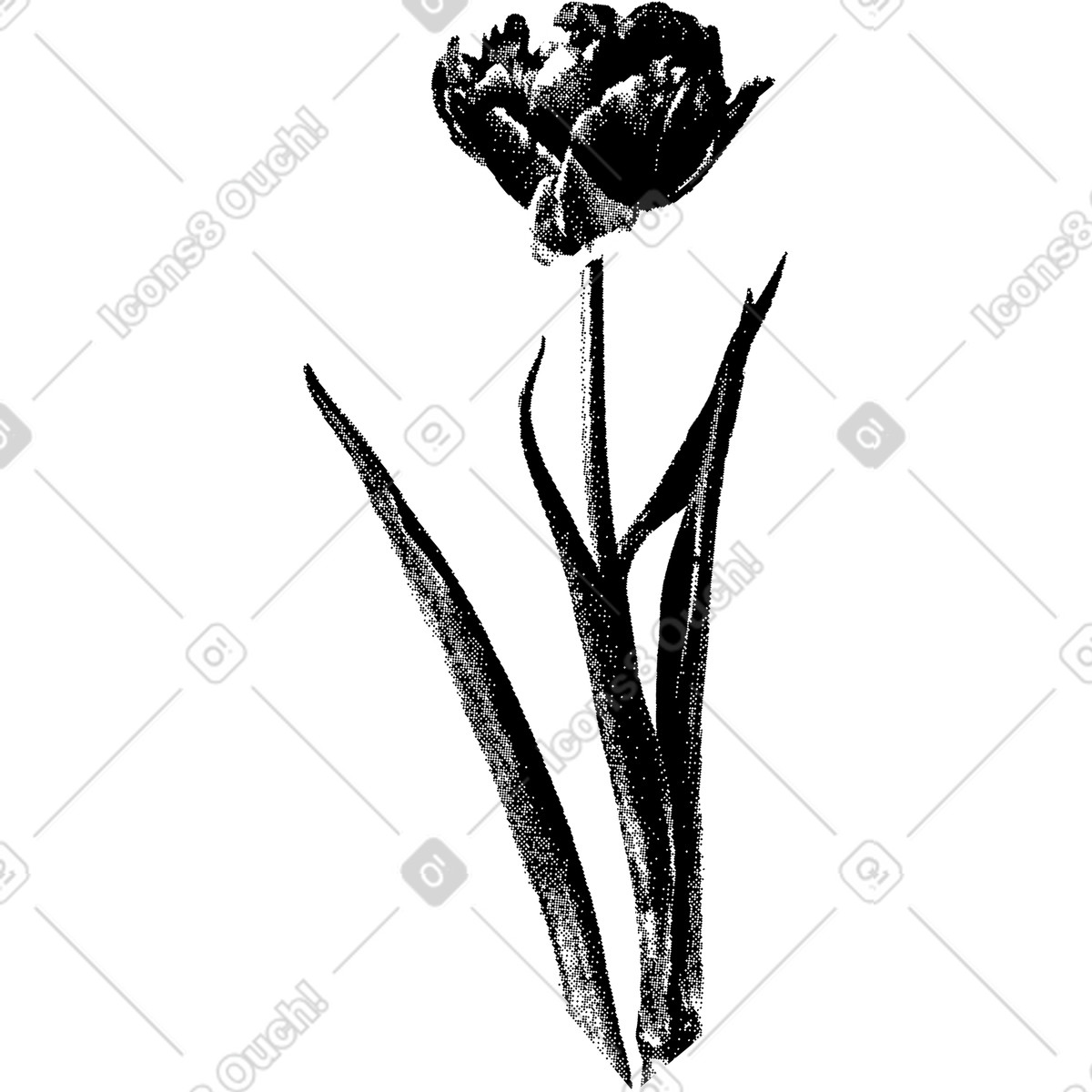 Ilustración Tulipán en estilo Bitmap a descargar en PNG y SVG