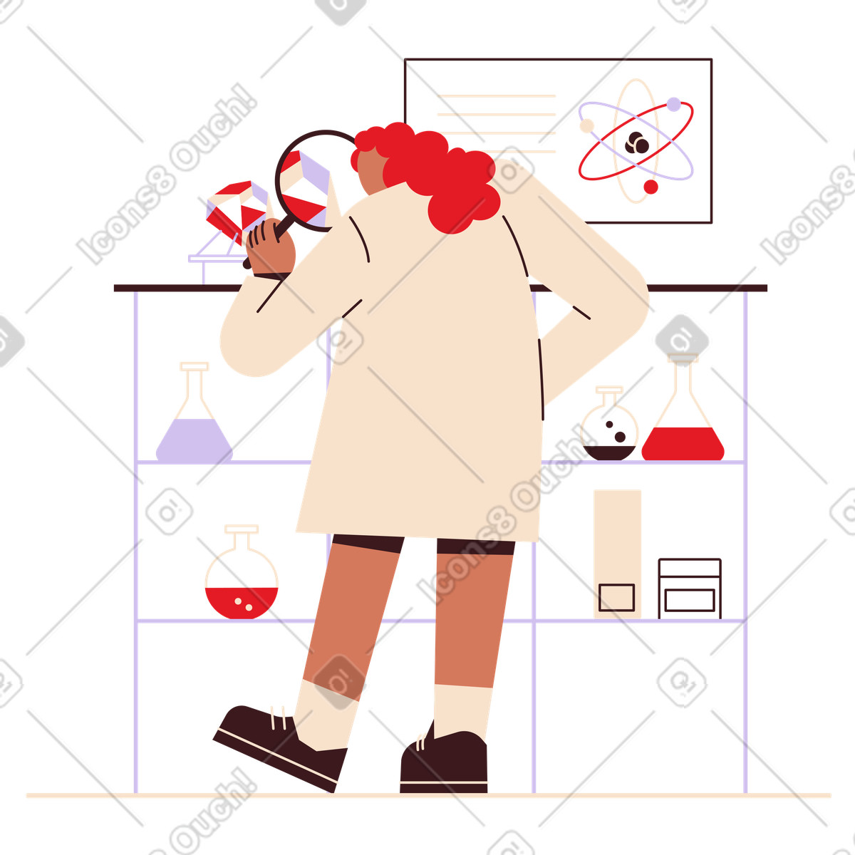 Wissenschaftler untersucht einen kristall-Illustration im Folks-Stil als Download in PNG, SVG