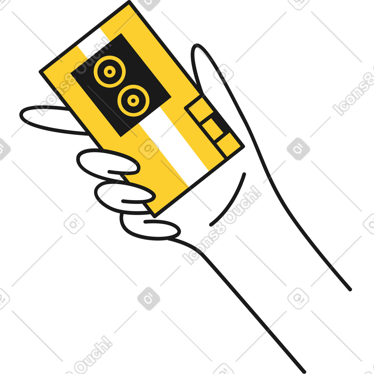 Hand with recorder illustration in Taxi style download in PNG, SVG