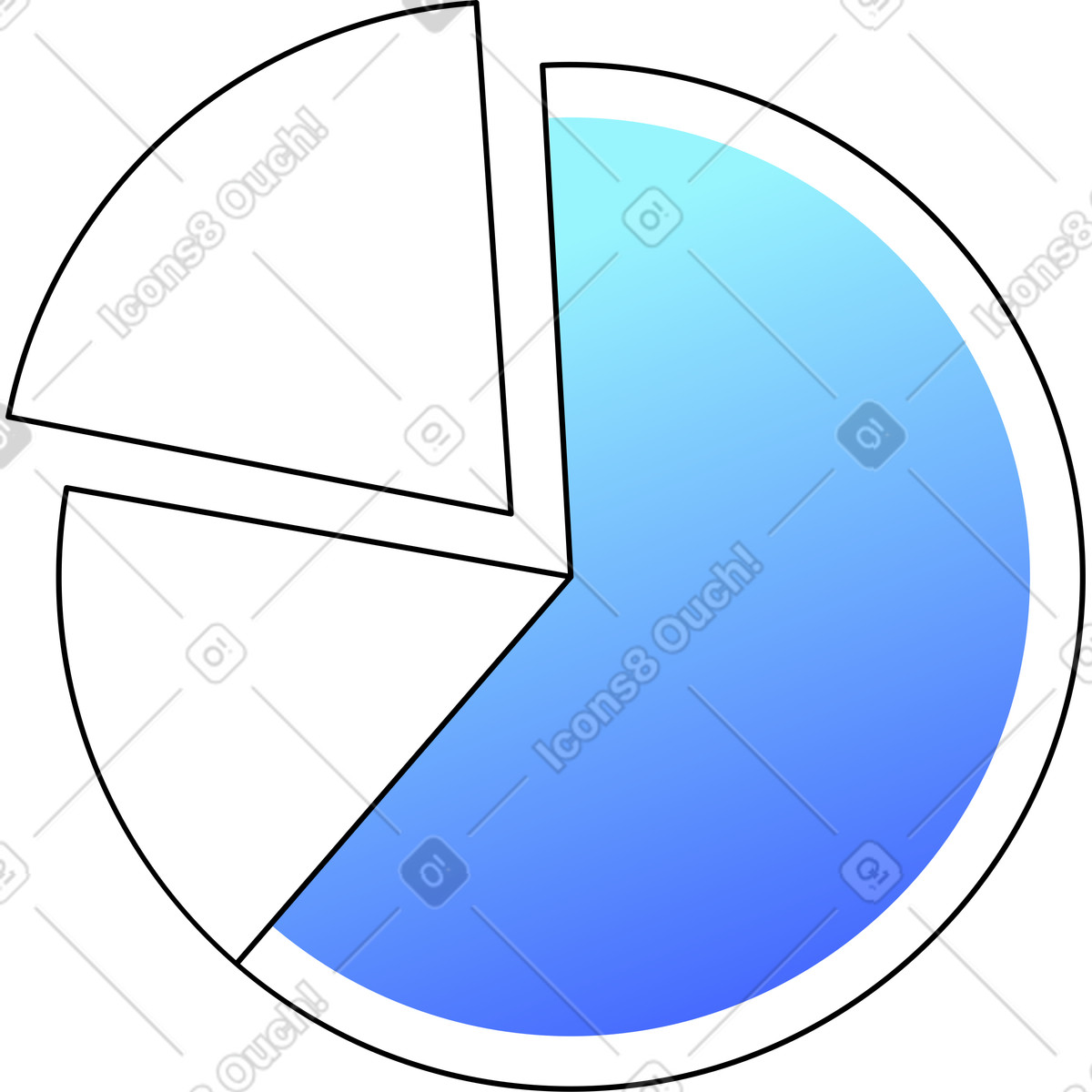 Pie chart illustration in Azure style download in PNG, SVG
