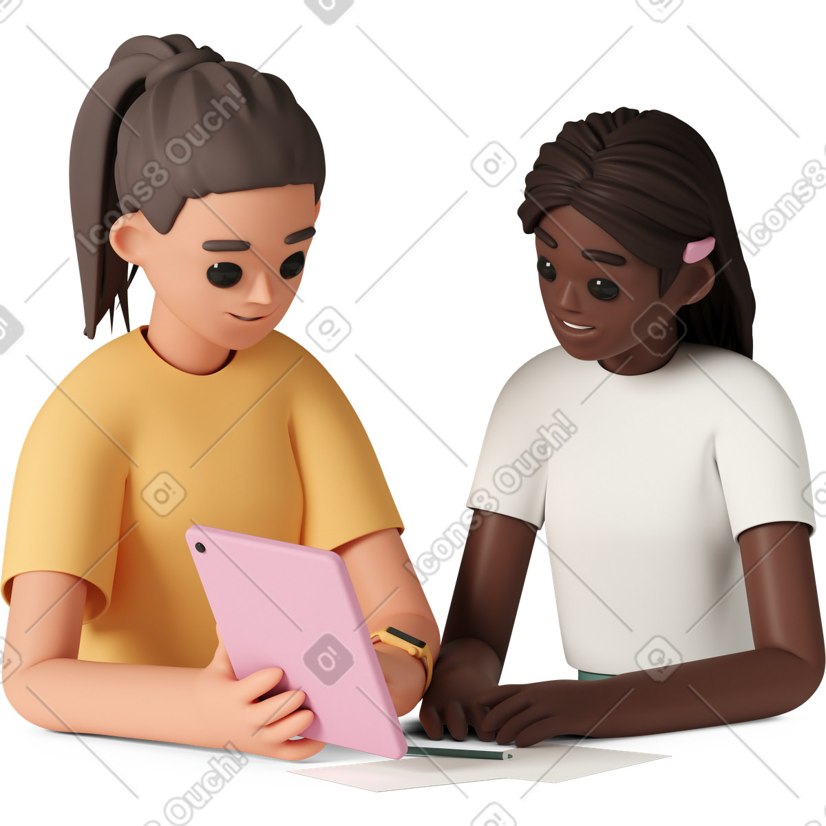 下载 3D Casual life 风格的 Young woman in consultations 插画，支持 PNG、SVG 格式