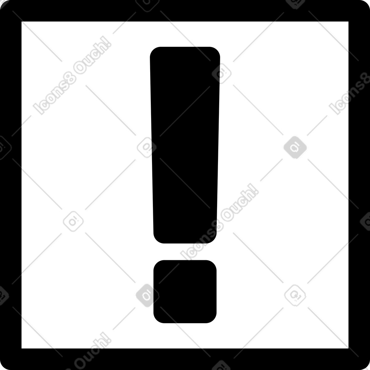 Иллюстрация Exclamation mark warning symbol minimal black punctuation sign centered в стиле Notion Line Art — скачать в форматах PNG, SVG