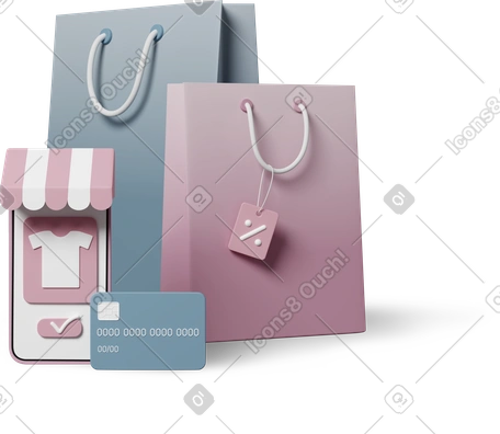 Ilustración 3D online shopping en estilo Negocio Casual life a descargar en PNG y SVG