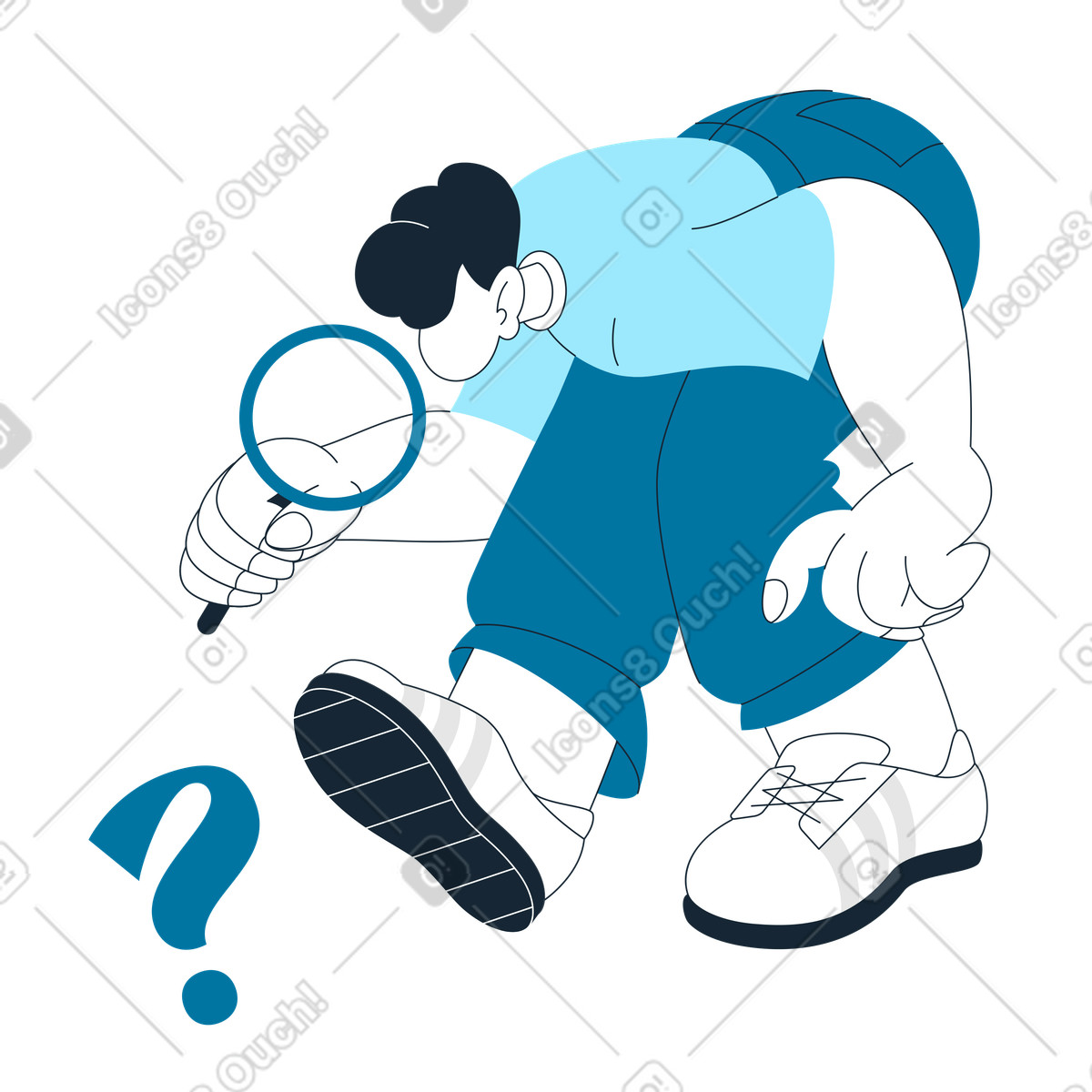 下载 Indigo 风格的 Looking for clues, finding answers or solution seeking 插画，支持 PNG、SVG 格式