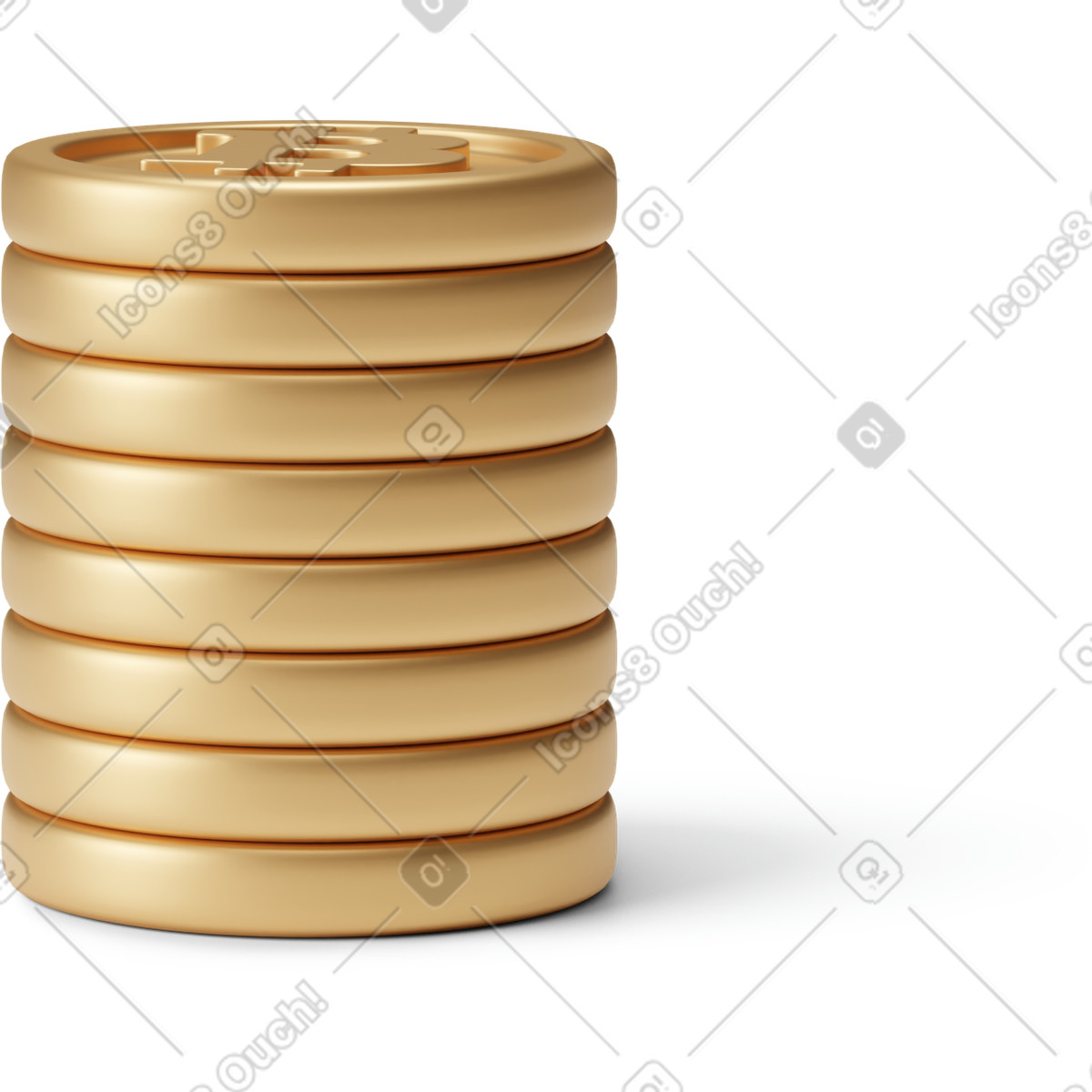 Mucchio di otto bitcoin d'oro illustrazione in stile 3D Business scarica in PNG, SVG