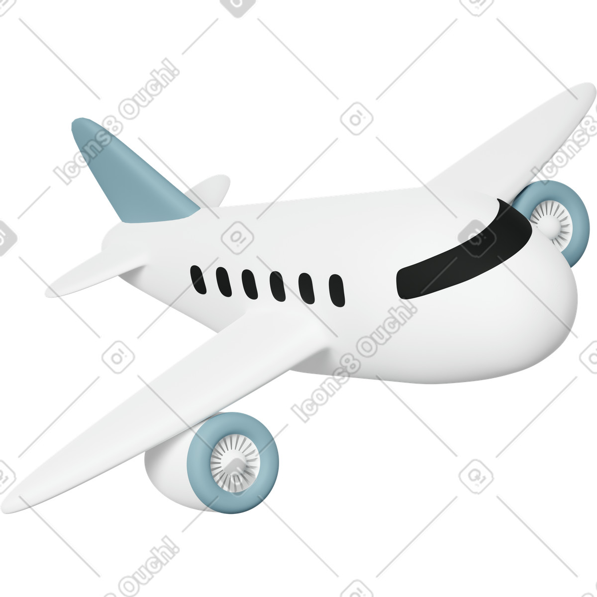 Airplane illustrazione in stile 3D Casual life scarica in PNG, SVG