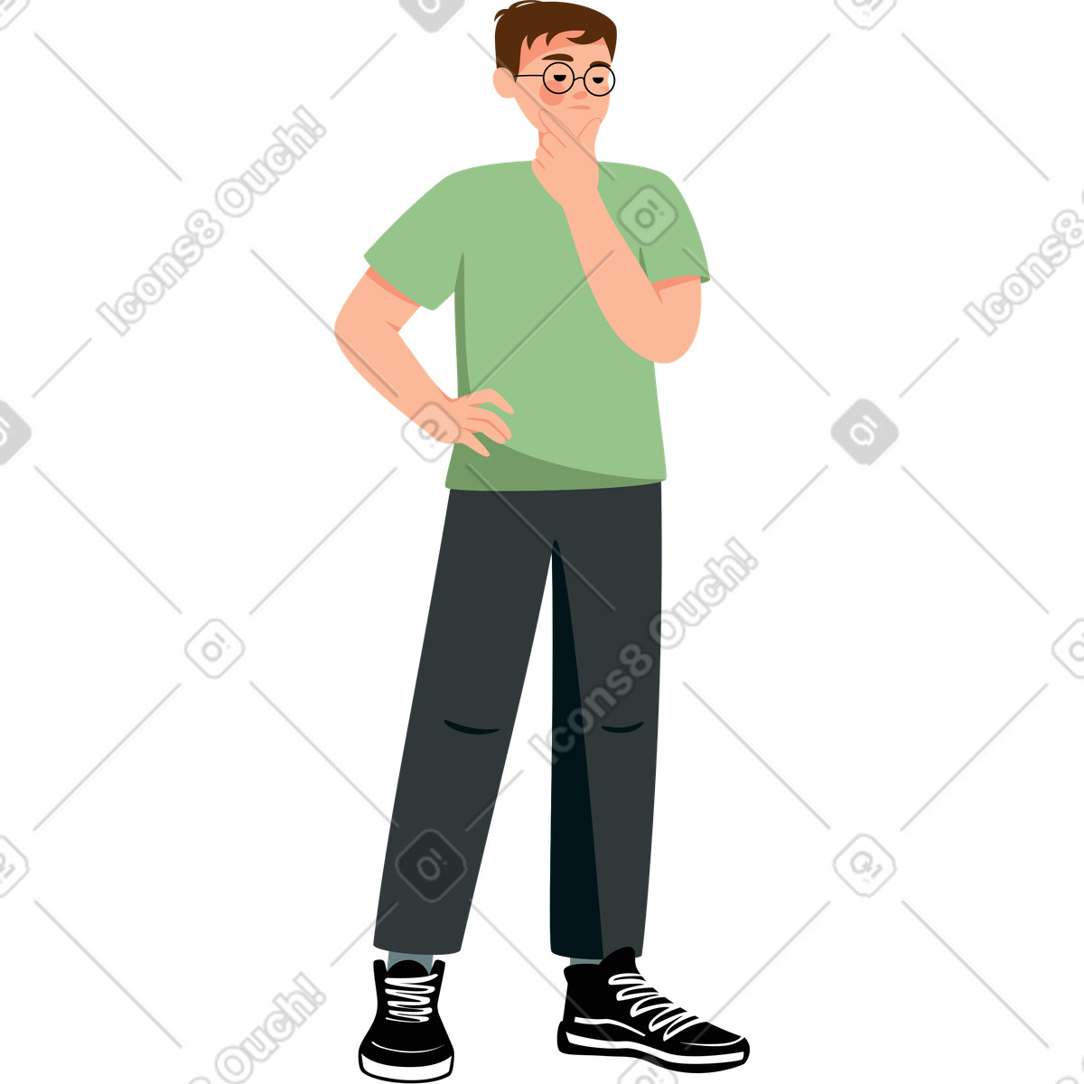 Hesitant guy illustration in Lagom style download in PNG, SVG