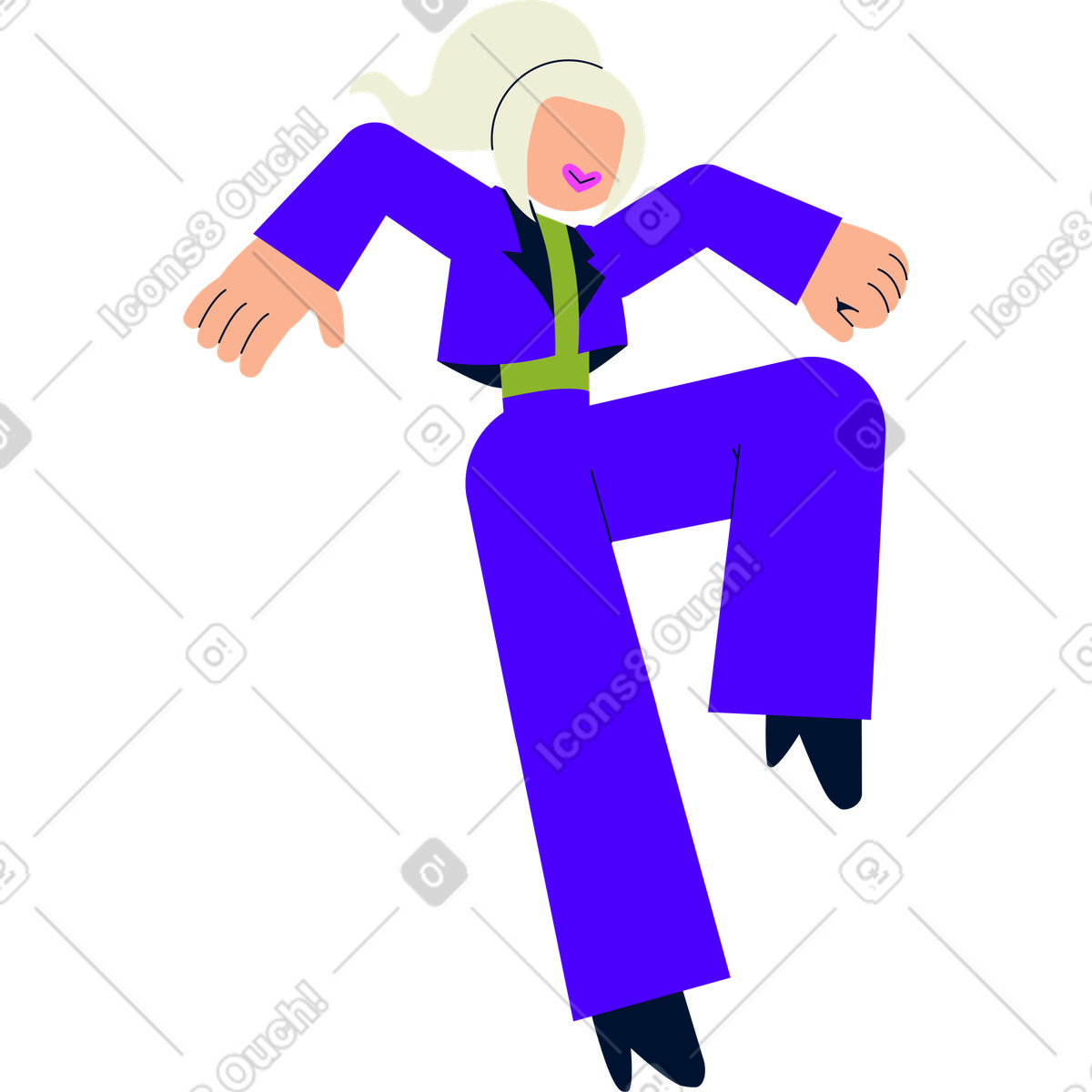 Frau springt-Illustration im Cubes-Stil als Download in PNG, SVG