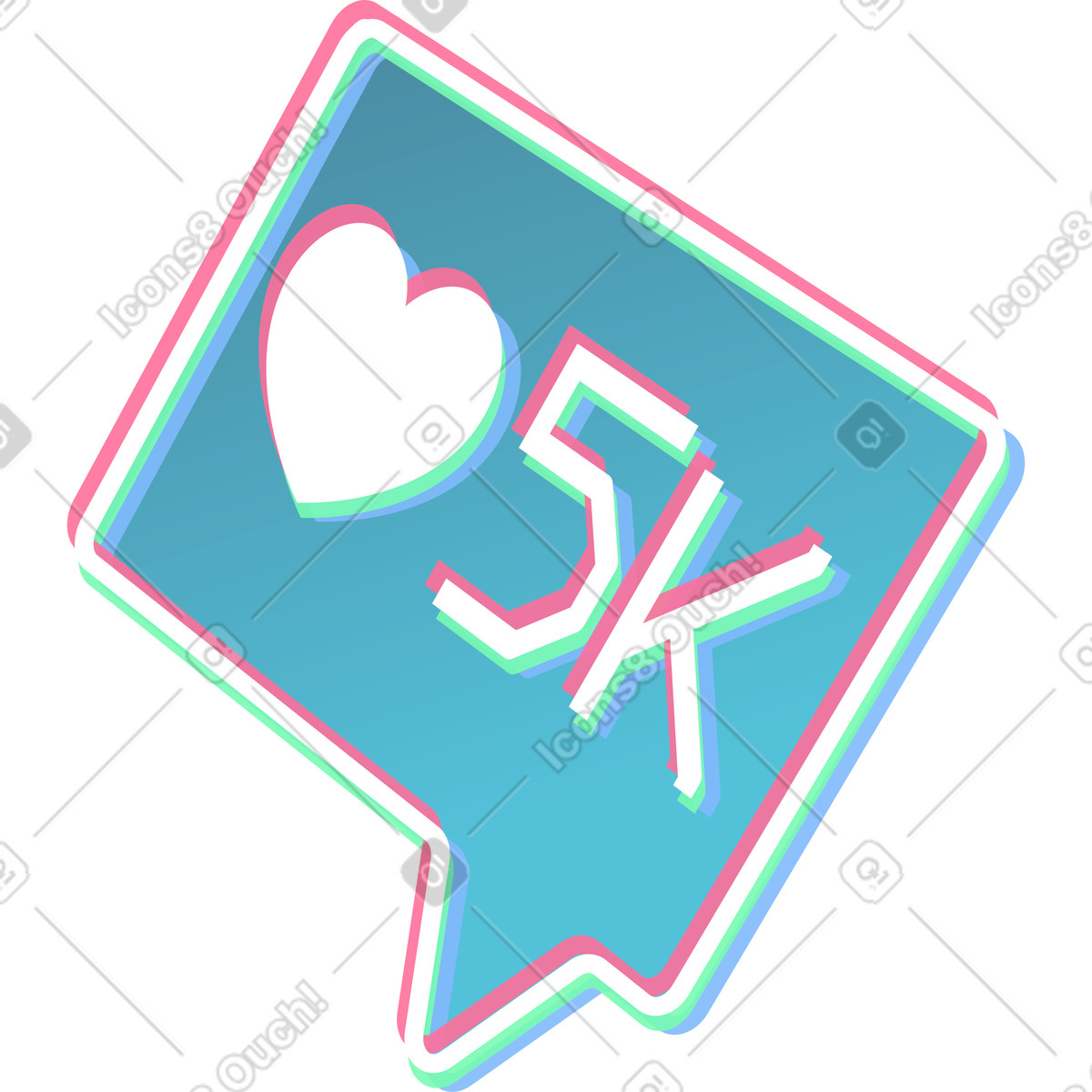 Neon スタイルの 数字の吹き出し のイラストをPNG、SVG形式でダウンロード
