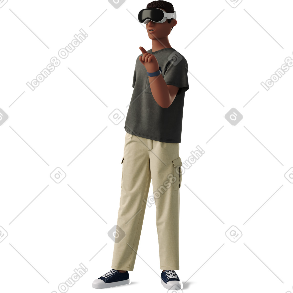 Ilustração de Man standing wearing virtual reality glasses em no estilo 3D Business para baixar em PNG, SVG