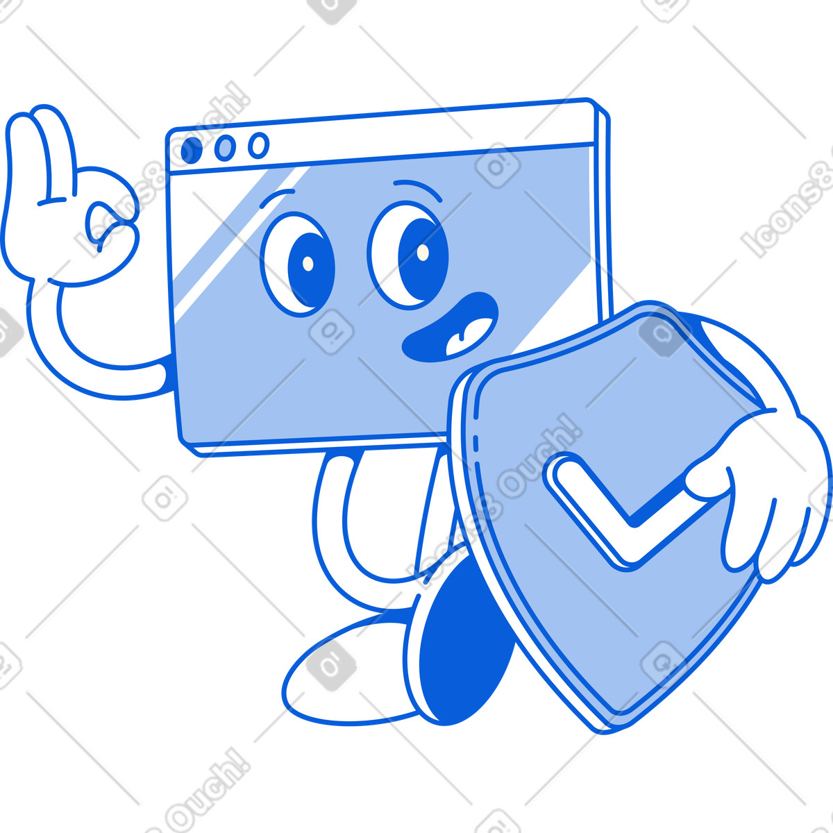 Ilustração de Escudo do navegador em no estilo Handy Line para baixar em PNG, SVG