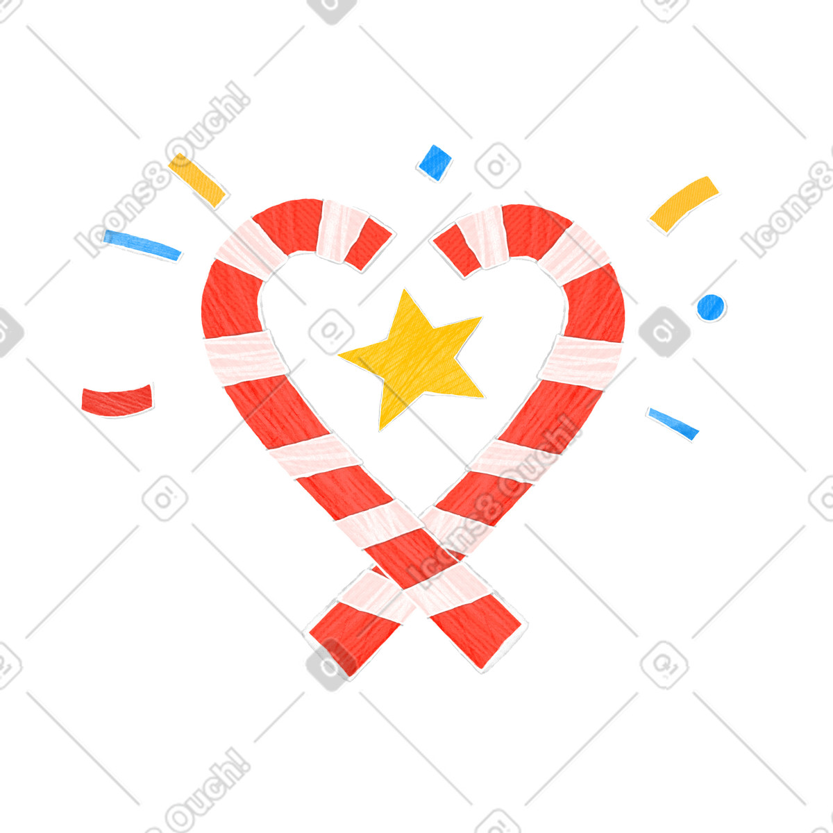 Illustration Bonbons et confettis de noël dans le style Crafty à télécharger aux formats PNG, SVG