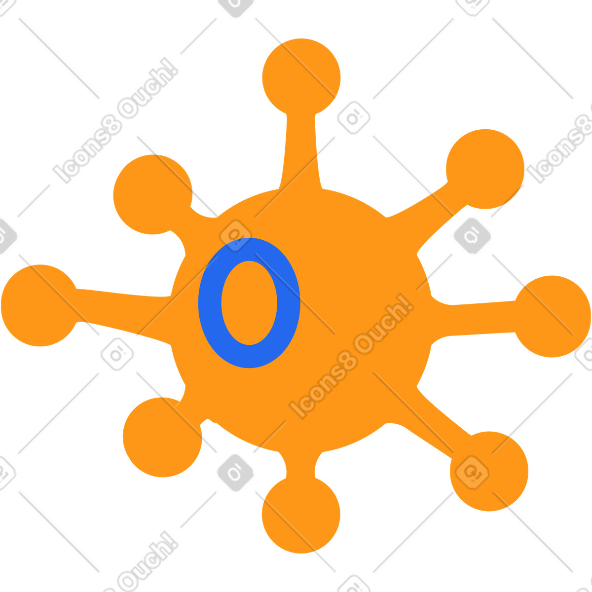 Molecola covid gialla illustrazione in stile Kingdom scarica in PNG, SVG