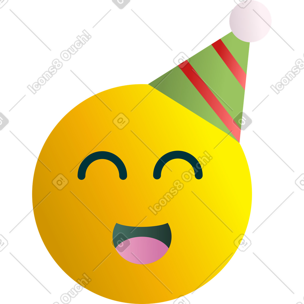 Ilustração de Emoji feliz em um chapéu ano novo no estilo Silky para baixar PNG, SVG