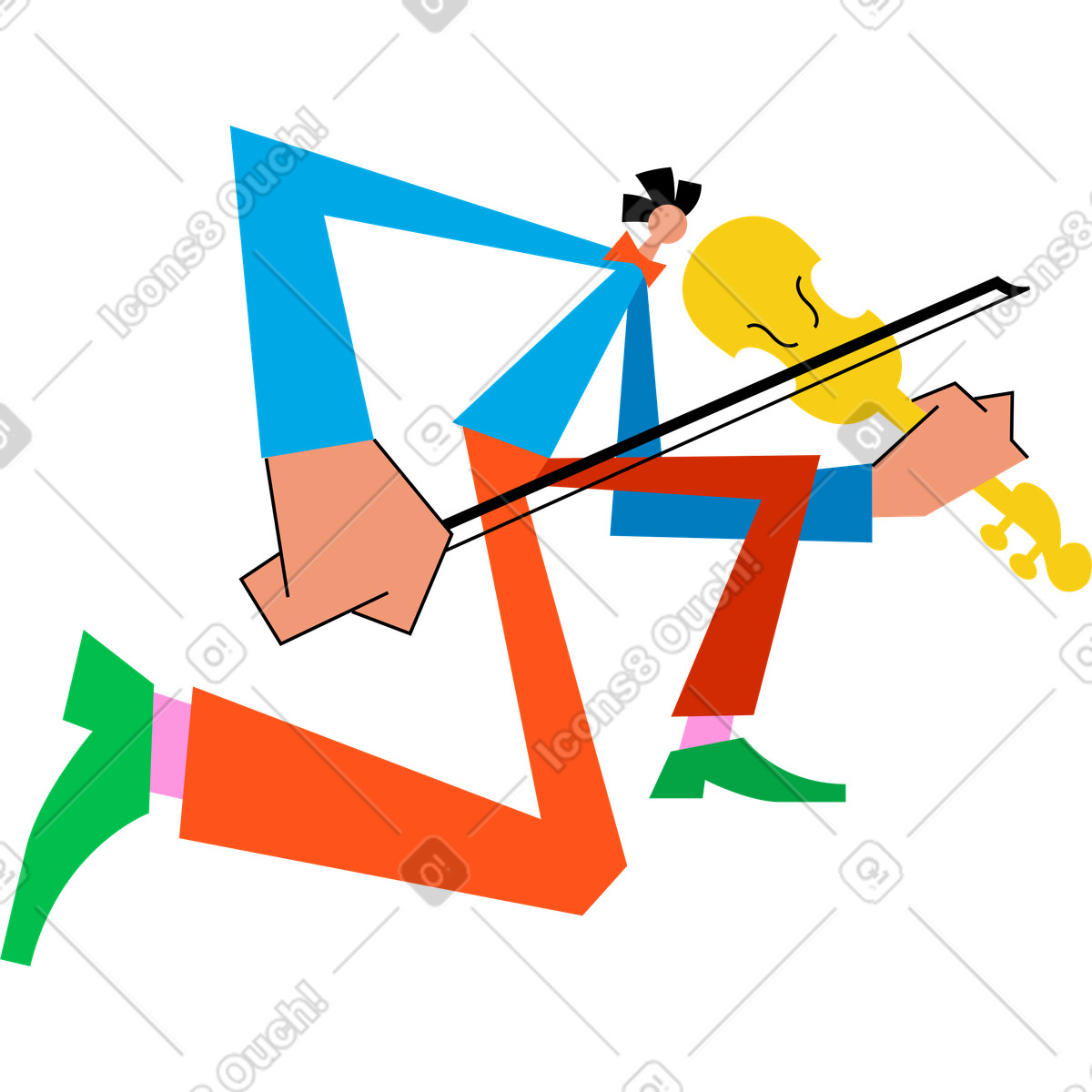 Man playing the violin illustration in Warp style download in PNG, SVG