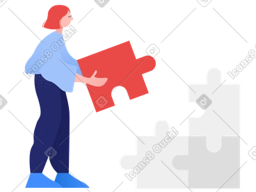 Woman holding a puzzle piece PNG, SVG