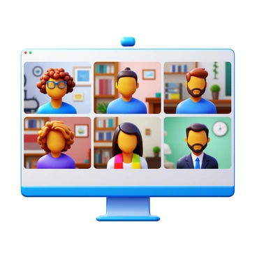 People having a virtual meeting on screens connected via a SaaS platform