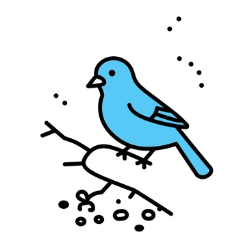 Jo bird enjoying a feast of seeds on a snowy winter day