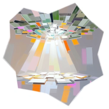 A ceiling composed of overlapping glass money bills, reflecting light in varying shades of green and white. The bills are arranged in a patchwork pattern, with intricate details visible on their surfaces. Cracks begin to form in the glass, radiating outward from several points, suggesting tension and stress. The light filtering through the ceiling creates a play of shadows on the floor below, contrasting with the bright transparency of the bills above. The overall atmosphere conveys a sense of strain and the burden of expectations.