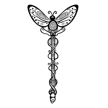 An elaborate Victorian hairpin with intricate metalwork, featuring delicate swirls and floral patterns along its length. At the top, there is a jewelled moth, its wings detailed with ornate designs and adorned with sparkling gems. The hairpin is set against a textured surface, highlighting its craftsmanship and the shimmer of the jewels on the moth's wings.