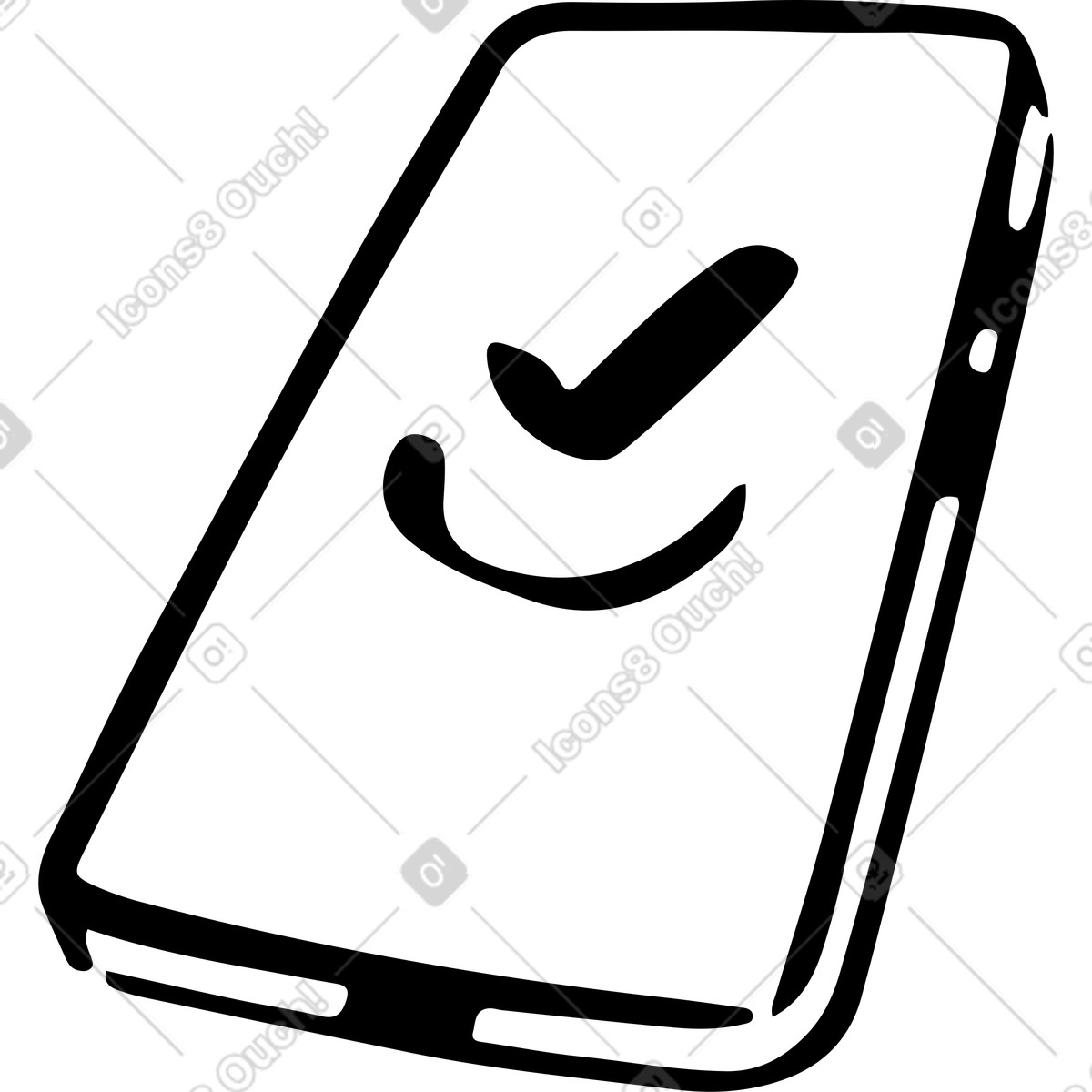 Ilustração de Telefone com uma marca seleção em no estilo Line para baixar em PNG, SVG