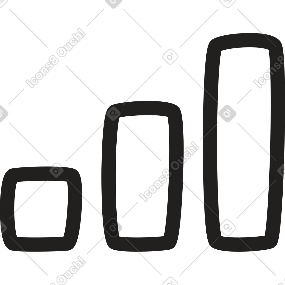 Three columns graph illustration in PNG, SVG