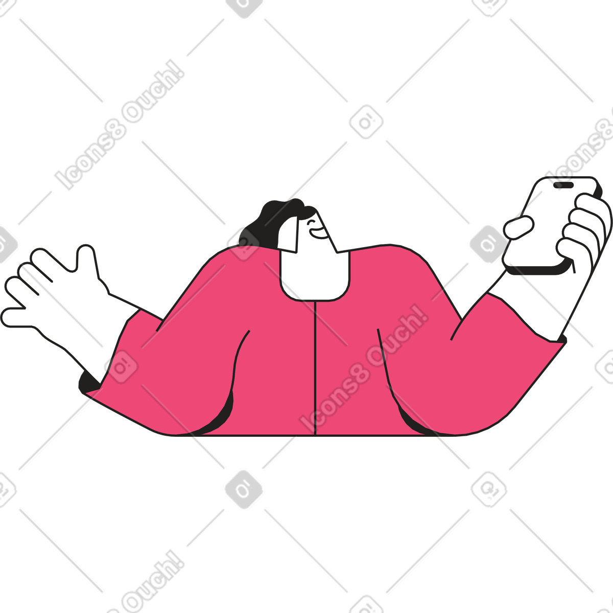下载 Dazzle Line 风格的 拿着电话的女人张开双手 插画，支持 PNG、SVG 格式