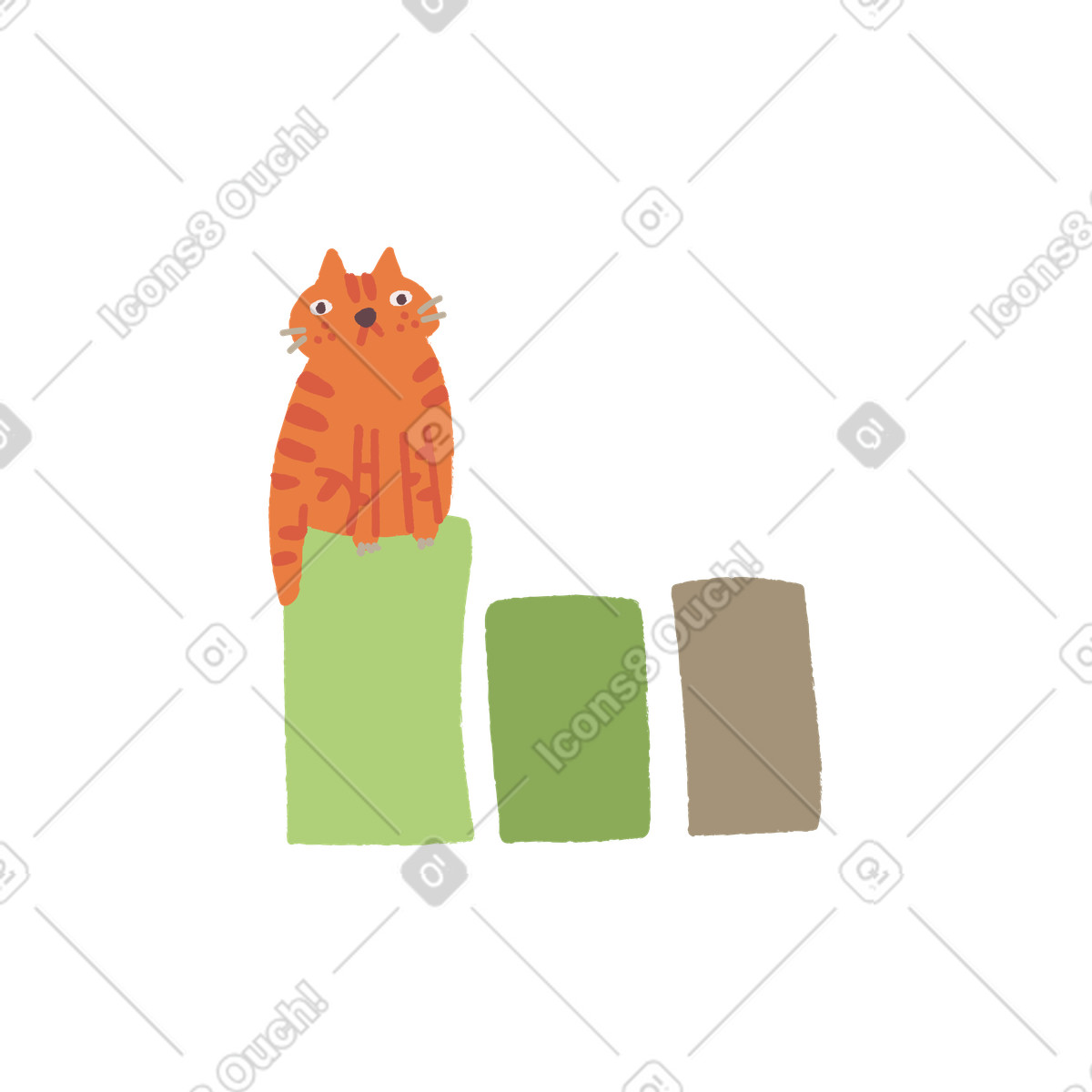 Cat sitting on bar graph illustration in Ginger style download in PNG, SVG