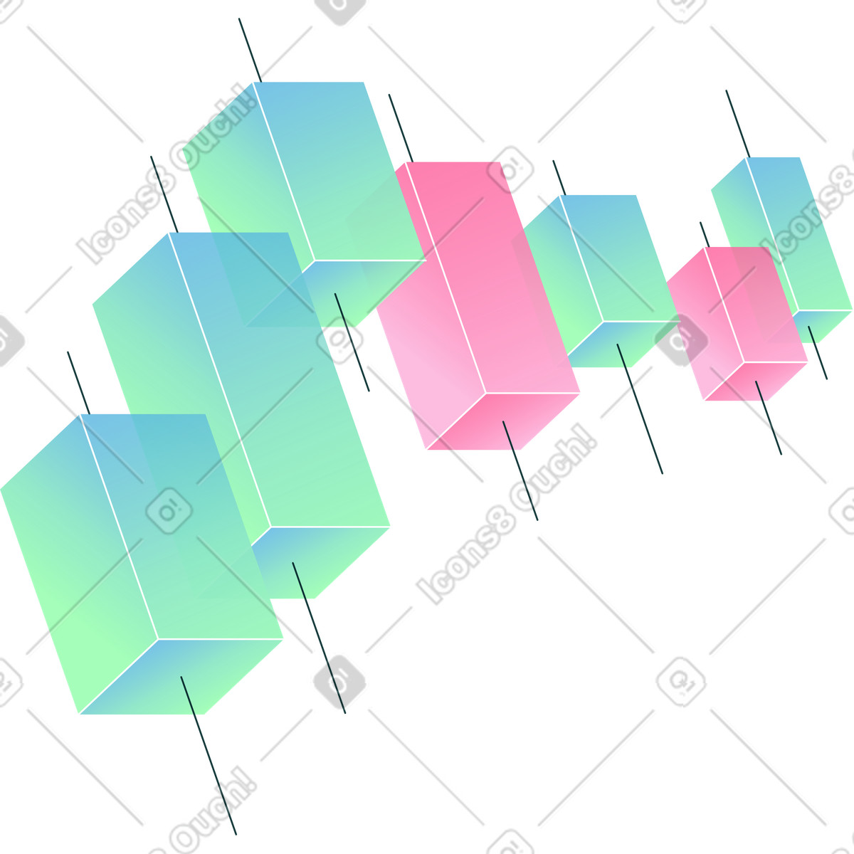 Grafico a candele illustrazione in stile Florid scarica in PNG, SVG