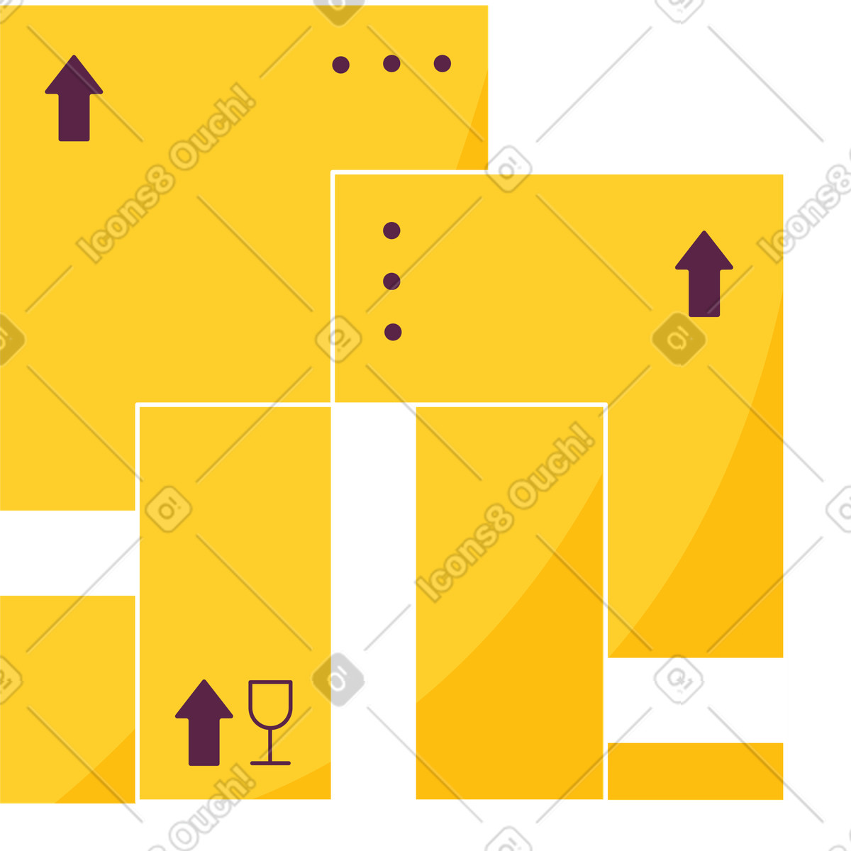 Scatola gialla dell'albero illustrazione in stile Sammy scarica in PNG, SVG