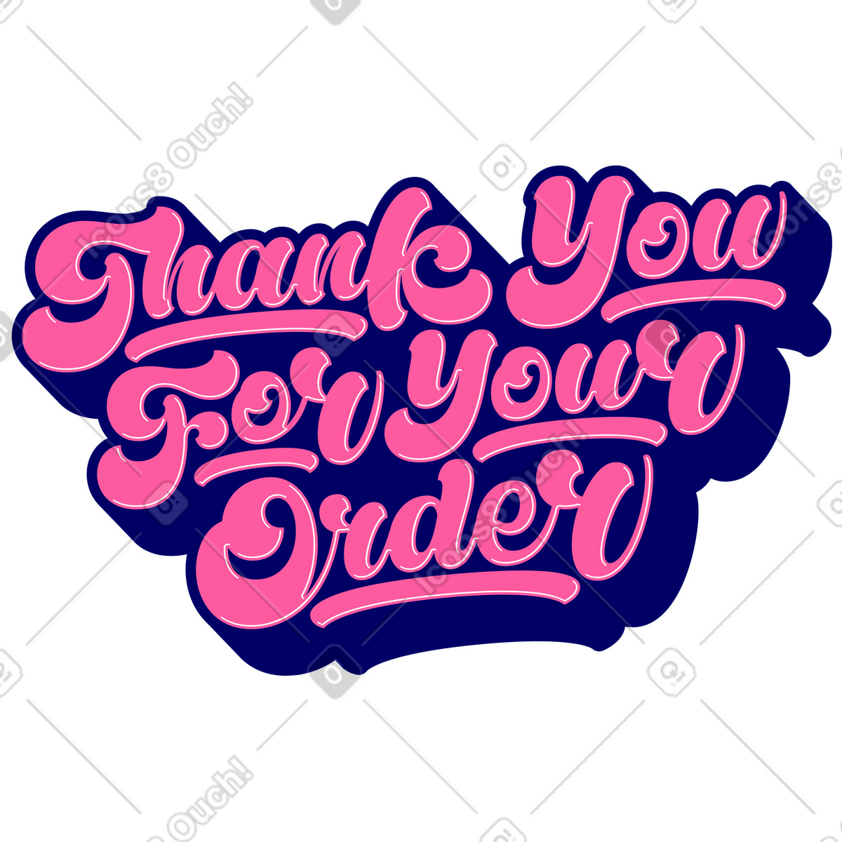 Lettering thank you for your order with shadows text illustration in style download in PNG, SVG
