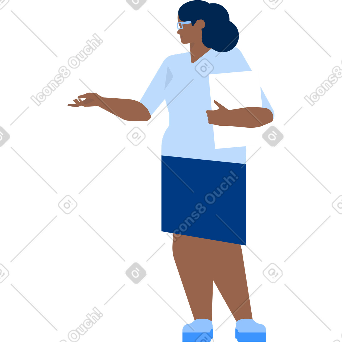 Female speaker with folder of papers in her hand illustration Urban style download PNG, SVG