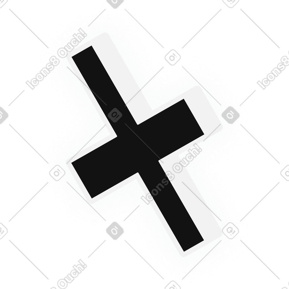 Simple black cross icon user interface element illustration in Inverse style download in PNG, SVG
