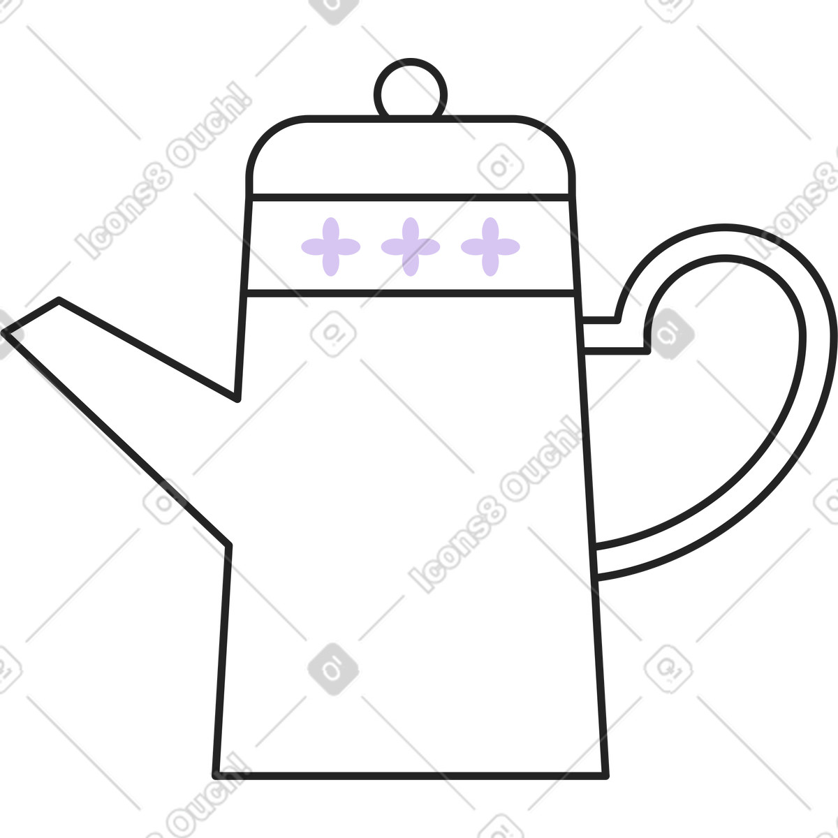 Ilustración Tetera con asa en estilo Sammy Line a descargar en PNG y SVG