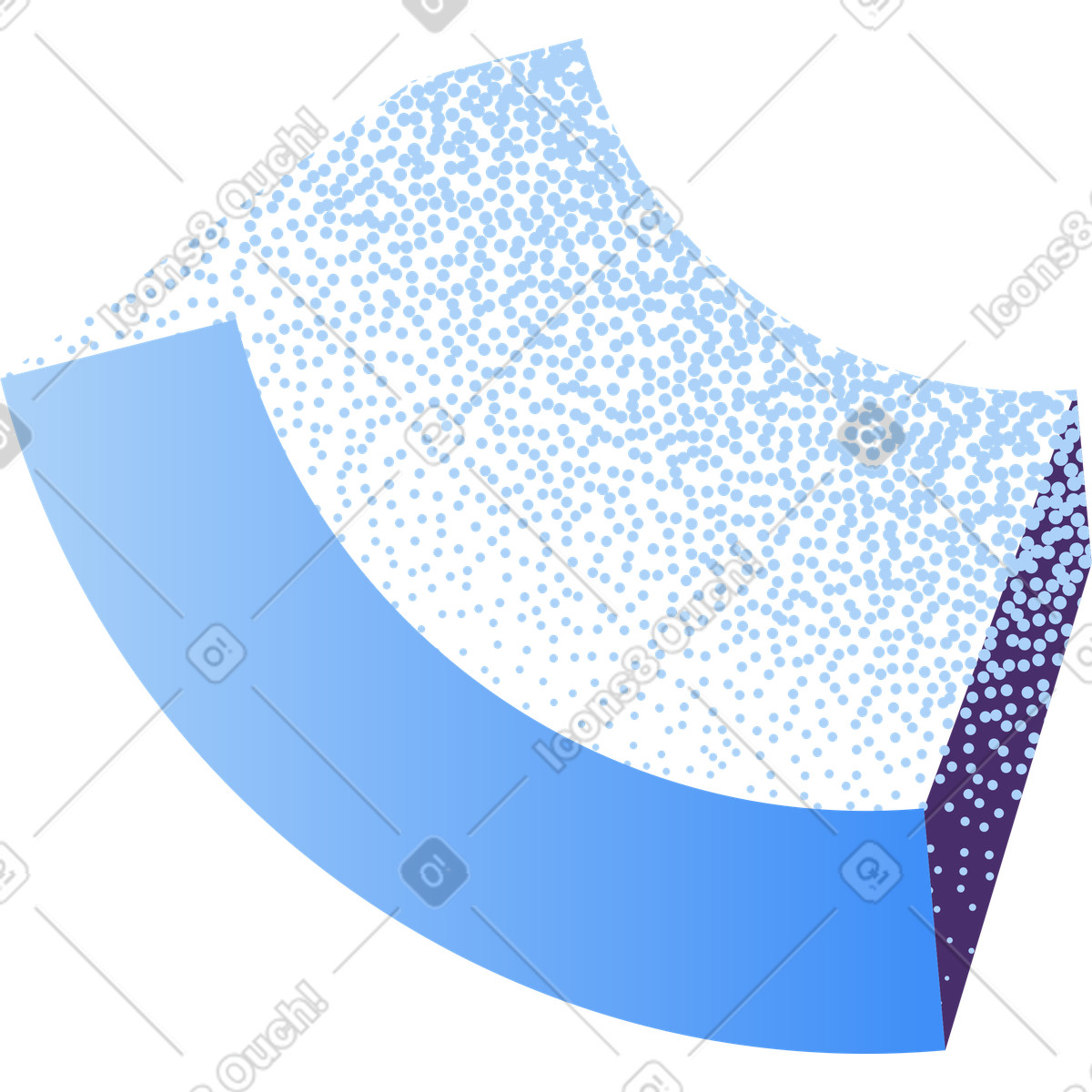 Arc segment with metallic surface and scattered particle texture pattern-Illustration im Grain-Stil als Download in PNG, SVG